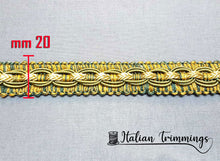 Load image into Gallery viewer, Braid trim gimp decorative cm 2 col. green/gold
