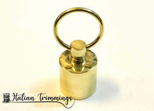 Load image into Gallery viewer, Rope end cap with ring. 30 mm shiny brass
