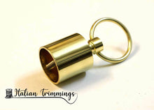 Load image into Gallery viewer, Rope end cap with ring. 30 mm shiny brass
