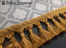 Load image into Gallery viewer, Tassels fringe trim col. ancient gold manufactory of San Leucio
