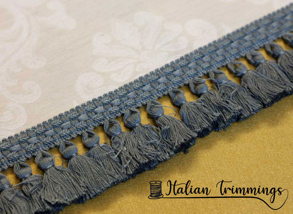 Tassels fringe trim col. iron blue