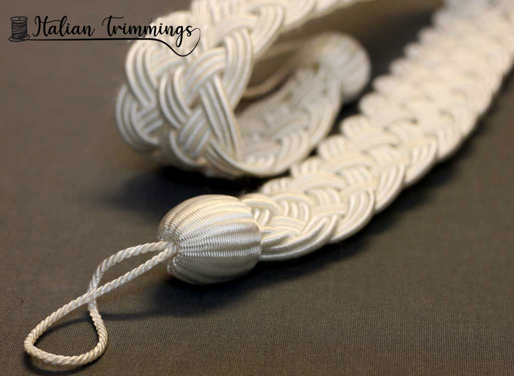 Braid, handcuff, tieback, bracelets for curtains in rayon col. Ivory