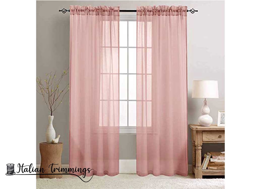 Wrinkled pink curtain. Interior curtain cm 300 – italian-trimmings